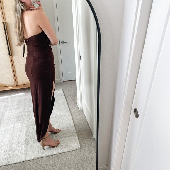NOOKIE Revolve Chocolate Brown Cut Out Gown - Picture 2 of 10